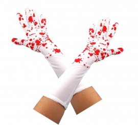 Long white gloves with blood