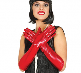 Long red gloves 44 cm