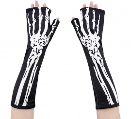 Long Fingerless Skeleton Gloves