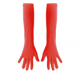 Lange rote Handschuhe