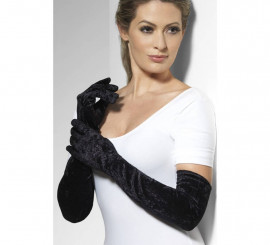 Gants Noirs en Velours Longs