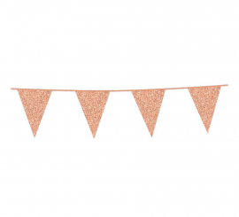 Garland 6 m of Rose Gold Glitter Pennants of 16x20 cm