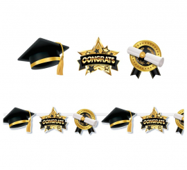 300 cm black and gold Graduate garland