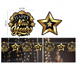 Happy New Year Garland Stars 300 and 16x16 cm