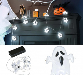 Battery-operated Ghost String Garland 10 LEDs