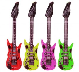 Inflatable guitar in assorted colors of 88 cm