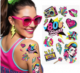 Hoja de Tatuajes Años 80 de 14x30 cm