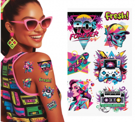 Hoja de Tatuajes Años 90 de 14x30 cm