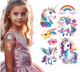 Hoja de Tatuajes de Unicornios de 14x30 cm