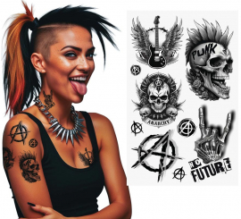 Hoja de Tatuajes Punk de 14x30 cm