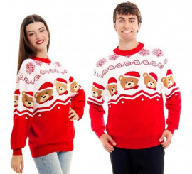 Red and white teddy bear Christmas sweater for adults