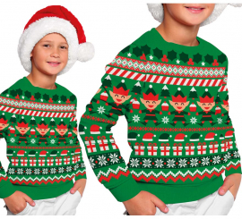 Green Elf Christmas Sweater for Kids