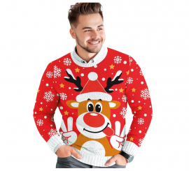 Men's Red Merry Reindeer Christmas Sweater