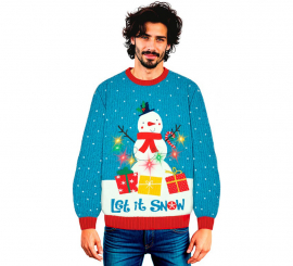 Jersey Navideño Muñeco de Nieve con Luces para adulto