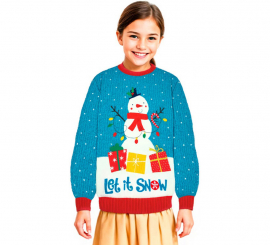 Jersey Navideño Muñeco de Nieve con Luces para niños