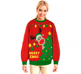 Jersey Navideño Renito con Luces para adulto
