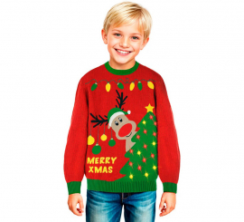 Jersey Navideño Renito con Luces para niños