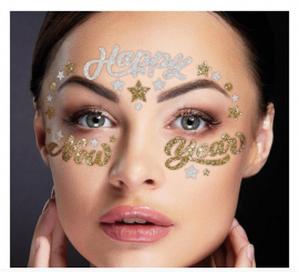 Happy New Year Glitter Face Jewels Stickers