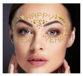 Happy New Year Adhesive Face Jewels Dots