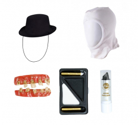 Jester Killer Kit: Hat, hood, teeth, makeup and lipstick