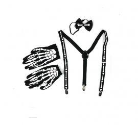 Skull Kit: Suspenders, Bow Tie and Gloves