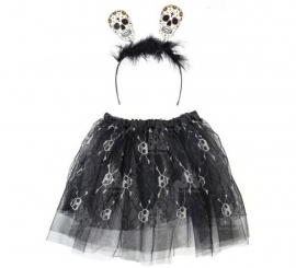 Black and White Skulls Kit for Children: Tutu and Headband