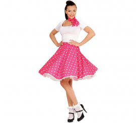 Pinkes 50er-Jahre-Pin-Up-Girl-Set für Damen: Rock und Schal