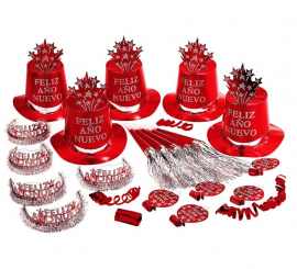 Red Happy New Year Party Kit for 10 people