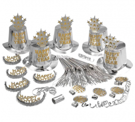 Silver Happy New Year Party Kit for 10 people