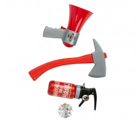 Children's Firefighter Kit: Fire Extinguisher, Badge, Megaphone and Hammer