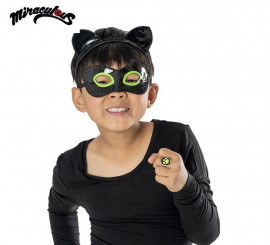 Cat Noir Miraculous-Kinderset: Maske, Stirnband und Ring