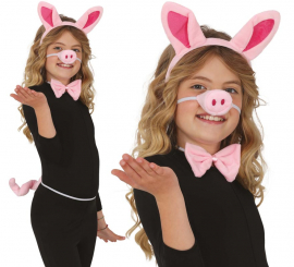 Kit de Cerdito para niños: cola, nariz, orejas y pajarita