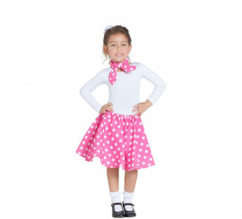 Kit pin up rosa per bambina: gonna e fazzoletto