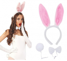 White Bunny Kit: Ears, Bow Tie and Tail