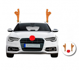 Reindeer Antlers and Nose Decoration Kit for Car Beige