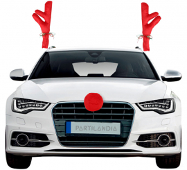 Kit de Cuernos rojos de Reno y nariz de decoración para Coche