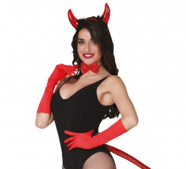 Kit Demonia : Tiara com Cauda e Gravata Borboleta