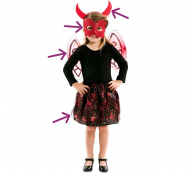 Devil Kit: Mask, Headband with Horns, Tutu and Wings