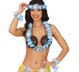 Blue Hawaiian Kit: Necklace, headdress and bracelets