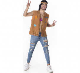 Brown Hippie Kit for Men: Vest and Headband