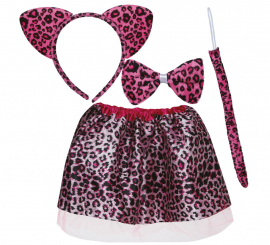 Pink Leopard Children's Kit: Headband, bow, tail and skirt