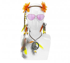 70s Kit: Headband, Glasses, Earrings and Necklace