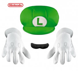 Kit Adulte Luigi Super Mario Nintendo : Casquette, gants et moustache