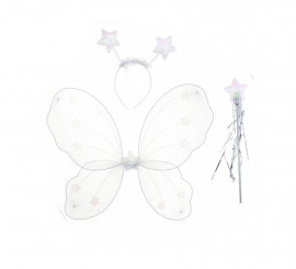 White Butterfly Kit: Headband, Wings and Wand 46X39 cm