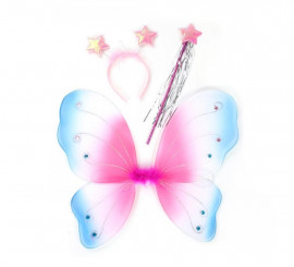 Multicolor Butterfly Kit: Headband, Wand and Wings