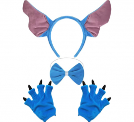 Kit Monstre Bleu : bandeau, nœud papillon et gants