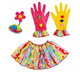 Clown Kit for women: Gloves, Hat with flower and Necklace