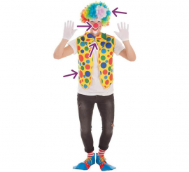 Kit da clown: gilet, papillon, naso e parrucca