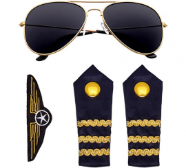 Kit pilote adulte : lunettes, épaulettes et broche