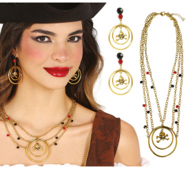 Adult Pirate Kit: Earrings and metal necklace